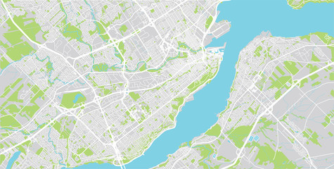 Urban vector city map of Quebec, Canada