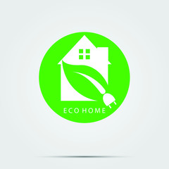 Green Eco Home or Logo power plug nature green. vector illustrations