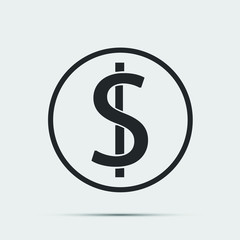 symbol coin dollar black icon on white background.vector illustration