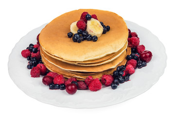 fresh pancakes with frozen berries
