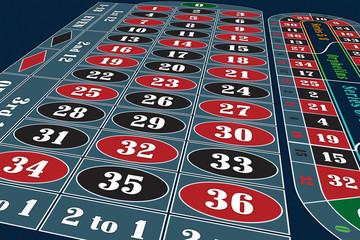 European Roulette Table perspective raster illustration
