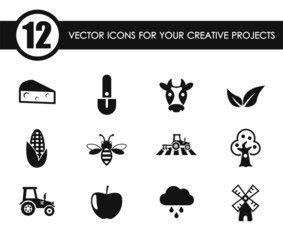 agriculture vector icons for your creative ideas