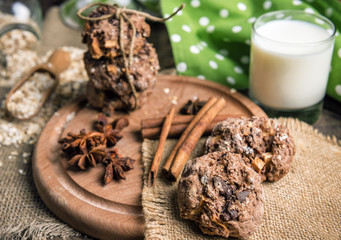 handmade oatmeal cookies and milk
