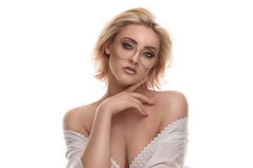 Fototapeta premium Beauty portrait of blonde sensual woman.
