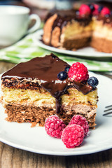 piece of delicious chocolate cake