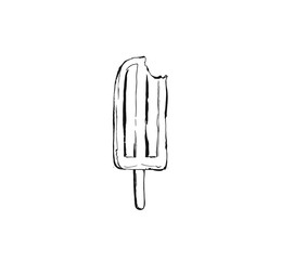 Hand drawn vector abstract ink graphic sketch illustration icon with ice lolly isolated on white background