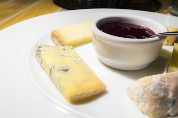 Traditional French dessert with different cheeses