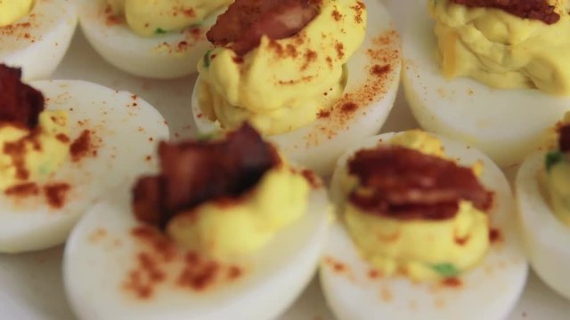 Deviled Eggs Topped with Bacon
