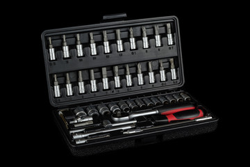 Set of socket wrench in plastic box