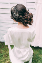 Beautiful bride hair style with a hoop.