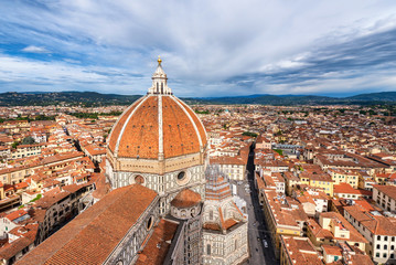 Fototapeta na wymiar View of the Santa maria nouvelle Duomo and the town of Florence, in the Italian Tuscany.