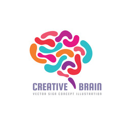 Human creative brain - vector logo template concept illustration in vibrant colors. Abstract mind creative sign. Graphic design element. 