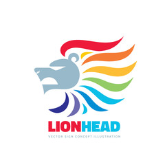 Lion head - vector logo template concept illustration. Abstract positive colorful creative sign. Graphic design element. 