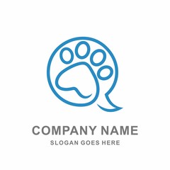 Company Communication Dog Animal Connection Pet Shop Concept Food Love Care Logo Vector Design Tempalte Icon