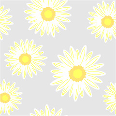 Seamless background with daisy flowers. Vector graphic illustration.
