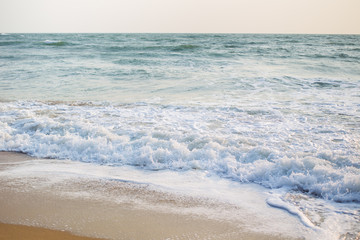 Photograp of small wave in beautiful sunlight.