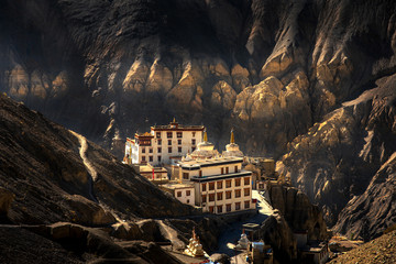 Lamayuru temple in Leh ladakh on the hill in mountain valley - obrazy, fototapety, plakaty