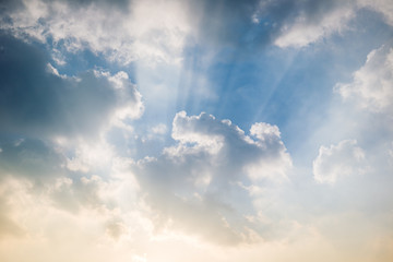 Sun beam and cloudy sky after the big rain.