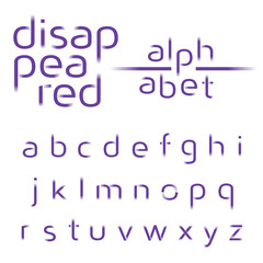 Decorative alphabet, disappeared lines vector font