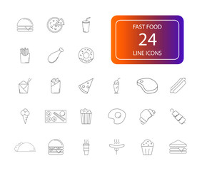 Line icons set. Fast Food pack. Vector illustration	