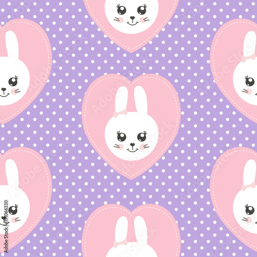 Cute Baby Pattern With Little Bunny Cartoon Animal Girl