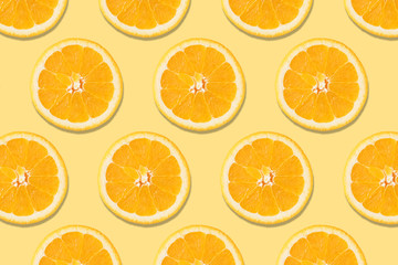 Creative layout made of oranges. Flat lay. Food vegan concept.