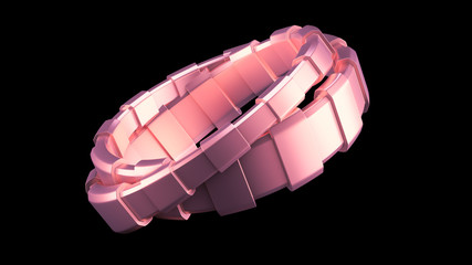 Fashionable bracelet, decorated with a precious stone, glass. 3d illustration, 3d rendering.