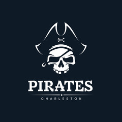 Modern professional emblem pirates for american football team - obrazy, fototapety, plakaty