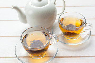 tea on the wooden table