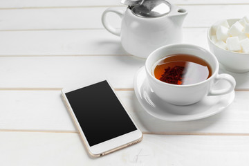tea on the wooden table