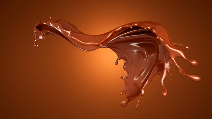 Beautiful brown background with a splash of chocolate. 3d illustration, 3d rendering.