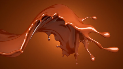 Beautiful brown background with a splash of chocolate. 3d illustration, 3d rendering.