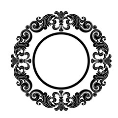 Vintage border frame engraving with retro ornament pattern in antique baroque style decorative design. Vector