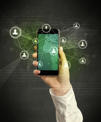 hand holding smartphone