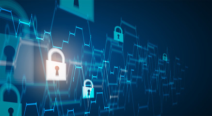 Naklejka premium Cybersecurity and information or network protection. Future technology web services for business and internet project