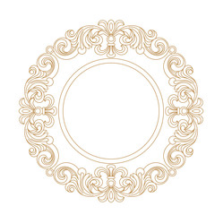 Golden vintage border frame engraving with retro ornament pattern in antique baroque style decorative design. Vector