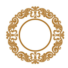 Golden vintage border frame engraving with retro ornament pattern in antique baroque style decorative design. Vector
