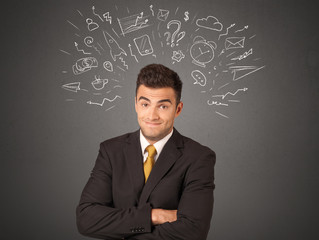 Businessman with social icons