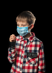 Sick boy in mask
