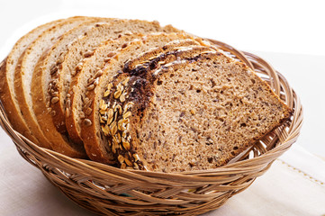 bread on the wooden desk, closeup