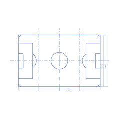 Scheme realistic football field template, playground with grass and landscapes.