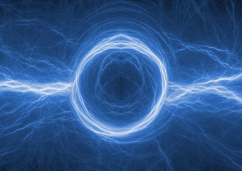 Blue electrical lightning background, abstract plasma abstract