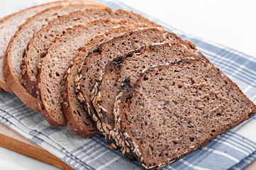 bread on the wooden desk,closeup