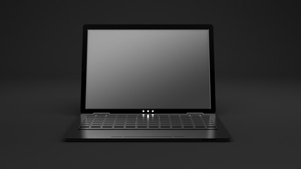 Stylish, modern, thin laptop. 3d illustration, 3d rendering.