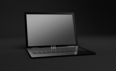 Stylish, modern, thin laptop. 3d illustration, 3d rendering.