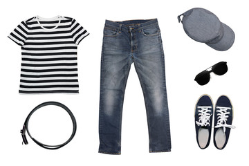 isolated top view of men fashions and clothes