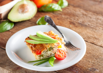 Baked Omelet with bell pepper, onion, cheese and avocado