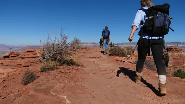 Hikers on the South Kaibab Trail with sound