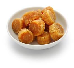 dried scallop, conpoy isolated on white background