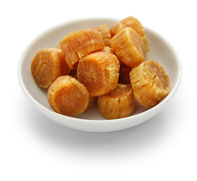 dried scallop, conpoy isolated on white background